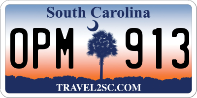 SC license plate OPM913