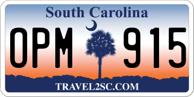 SC license plate OPM915