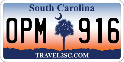 SC license plate OPM916