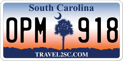 SC license plate OPM918