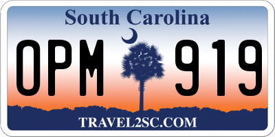 SC license plate OPM919