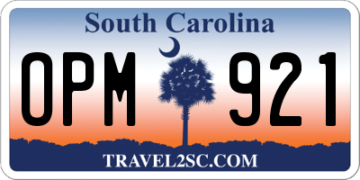 SC license plate OPM921