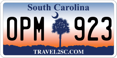 SC license plate OPM923