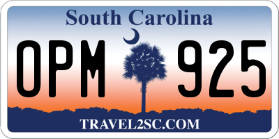 SC license plate OPM925