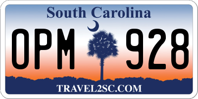 SC license plate OPM928