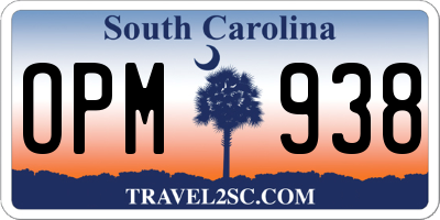 SC license plate OPM938