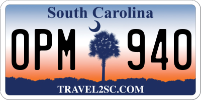 SC license plate OPM940