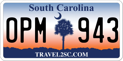 SC license plate OPM943