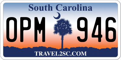 SC license plate OPM946
