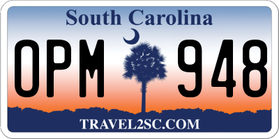 SC license plate OPM948