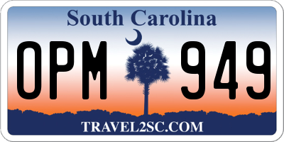 SC license plate OPM949