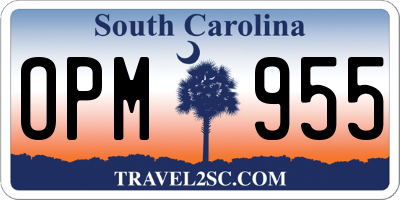 SC license plate OPM955