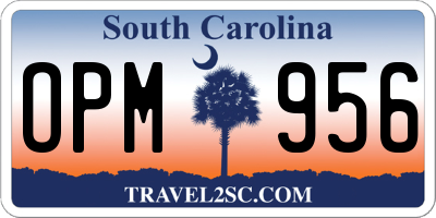SC license plate OPM956
