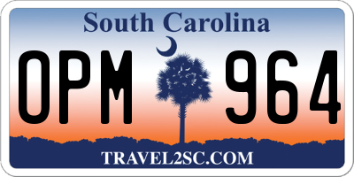 SC license plate OPM964