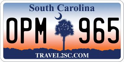 SC license plate OPM965