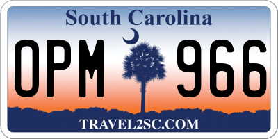 SC license plate OPM966