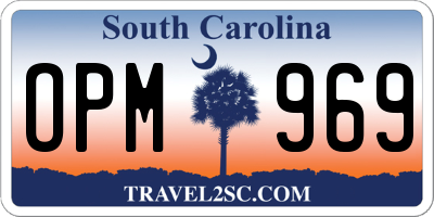 SC license plate OPM969