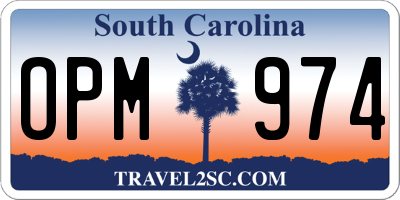SC license plate OPM974