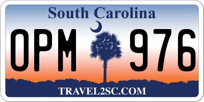 SC license plate OPM976