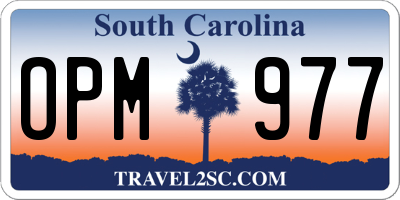 SC license plate OPM977