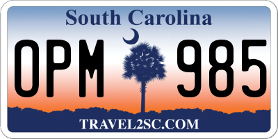 SC license plate OPM985