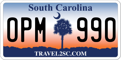 SC license plate OPM990