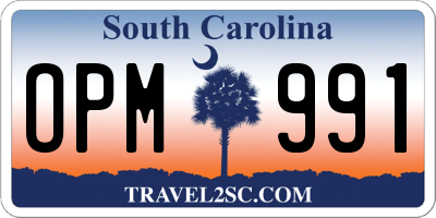 SC license plate OPM991