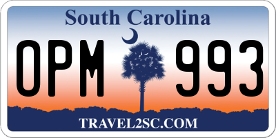 SC license plate OPM993