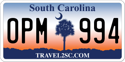 SC license plate OPM994
