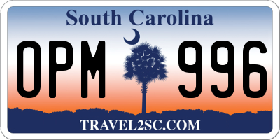 SC license plate OPM996