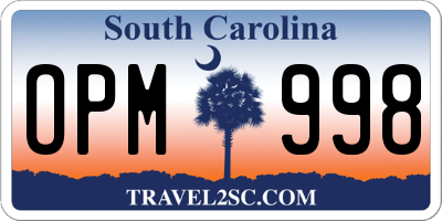 SC license plate OPM998