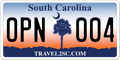 SC license plate OPN004