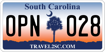 SC license plate OPN028
