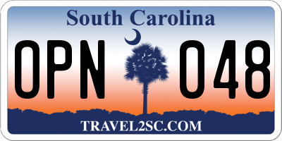 SC license plate OPN048