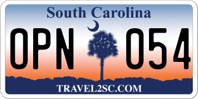 SC license plate OPN054