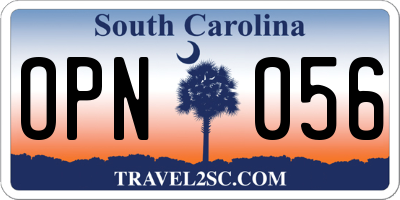 SC license plate OPN056