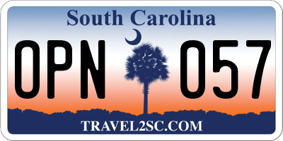 SC license plate OPN057