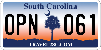 SC license plate OPN061