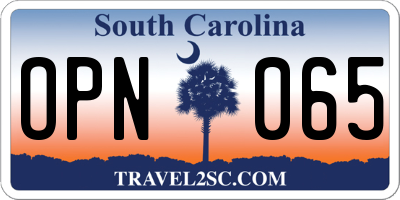 SC license plate OPN065
