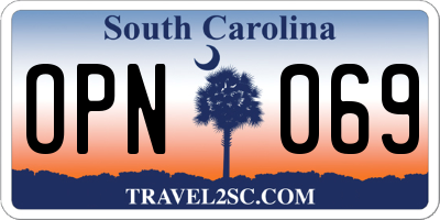 SC license plate OPN069