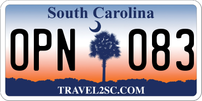 SC license plate OPN083