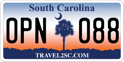 SC license plate OPN088