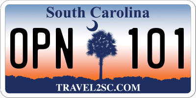 SC license plate OPN101