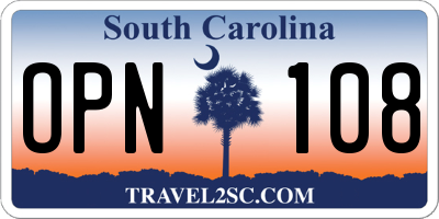SC license plate OPN108