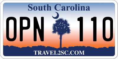 SC license plate OPN110
