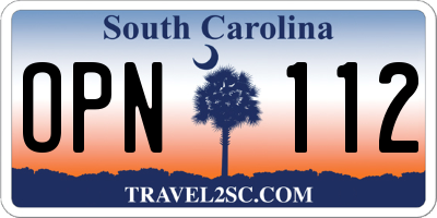 SC license plate OPN112