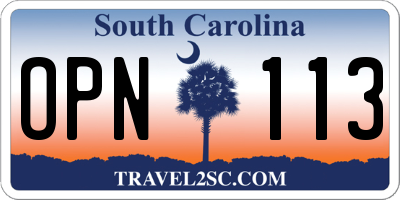 SC license plate OPN113