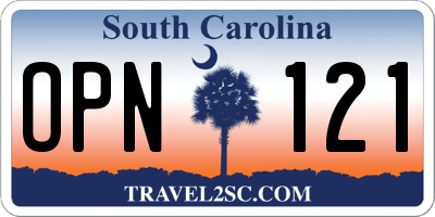 SC license plate OPN121