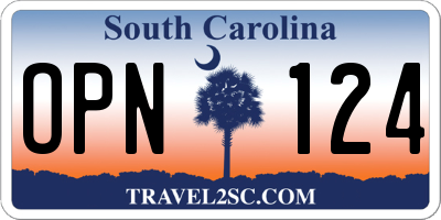SC license plate OPN124
