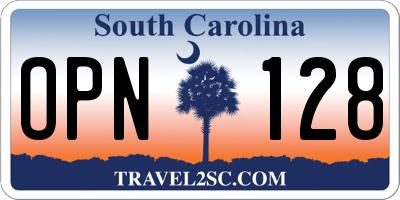 SC license plate OPN128